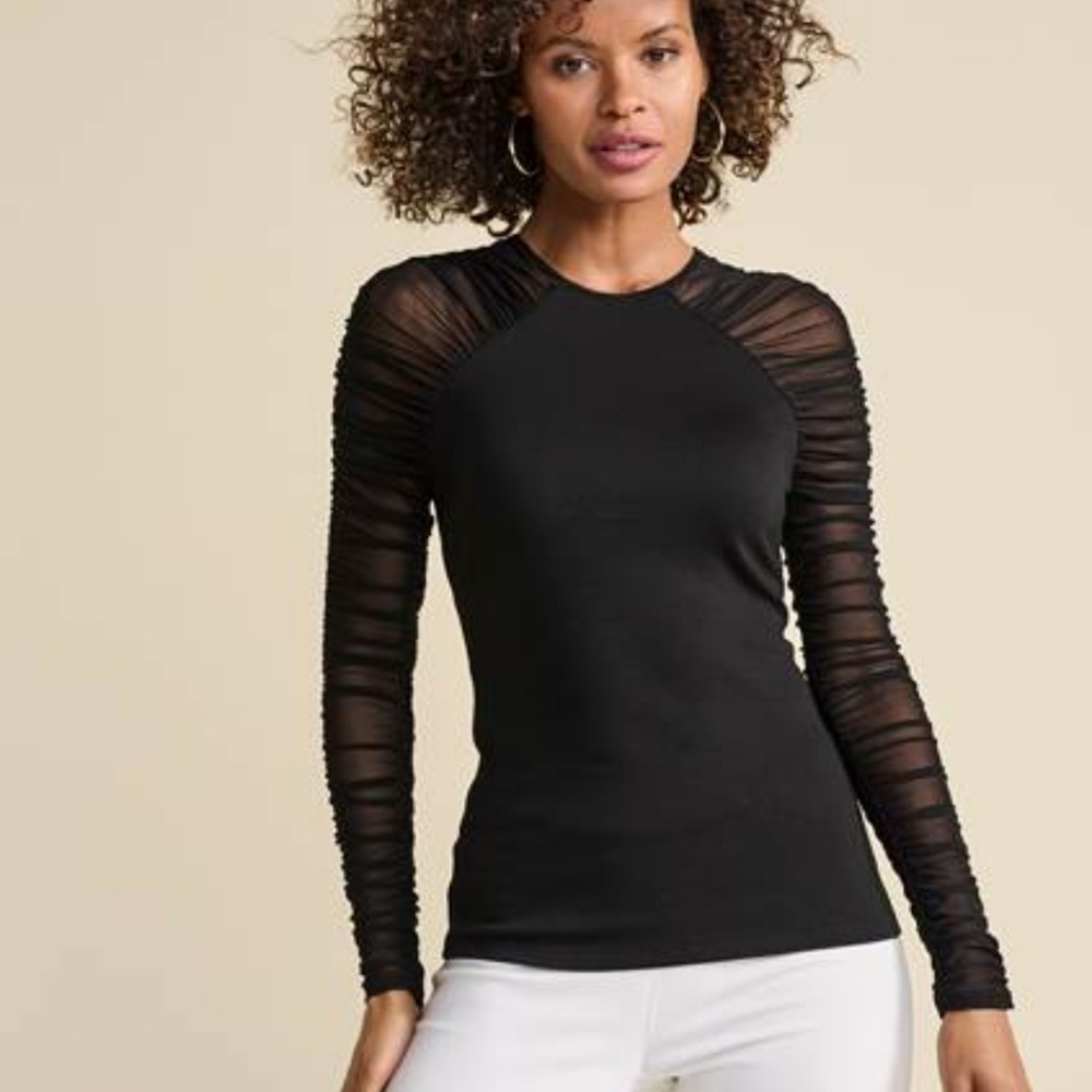 Mesh Ruched Top